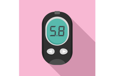 Blood glucose meter icon, flat style
