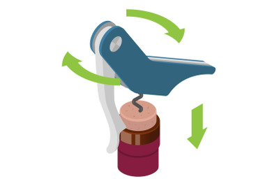 Blue metal corkscrew icon, isometric style