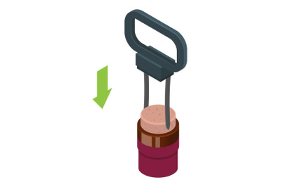 Modern corkscrew icon, isometric style