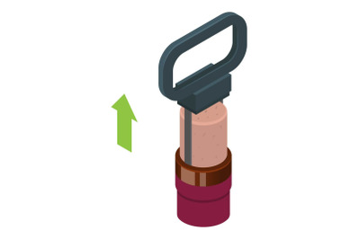 Dark metal corkscrew icon, isometric style