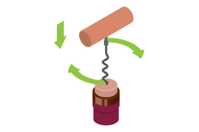 Old corkscrew icon, isometric style