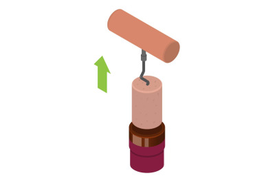 Retro corkscrew icon, isometric style