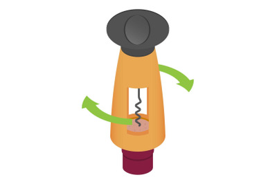 Plastic corkscrew icon, isometric style