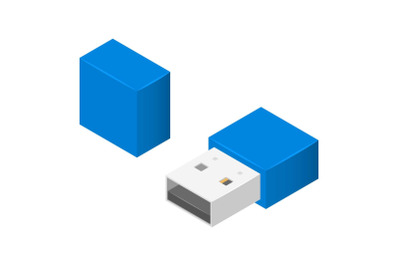 Small usb flash icon, isometric style