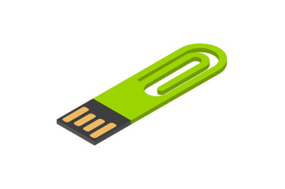 Mini usb flash icon, isometric style