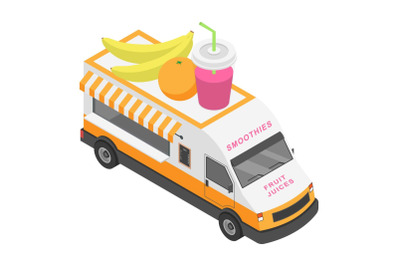 Fruit juices truck icon, isometric style