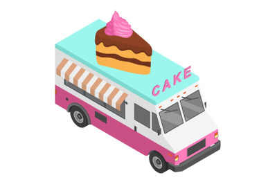 Cake truck icon, isometric style