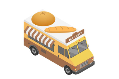 Bakery truck icon, isometric style