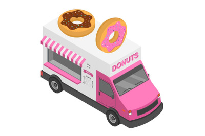 Donuts truck icon, isometric style