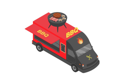 Bbq truck icon, isometric style
