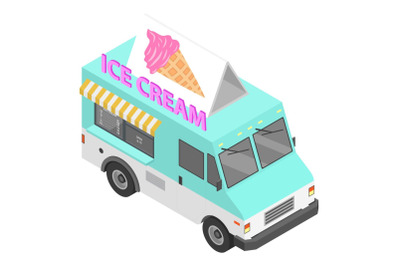 Ice cream truck icon, isometric style