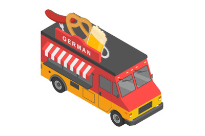 German food truck icon, isometric style