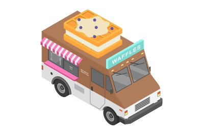 Waffles truck icon, isometric style