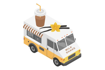 Milk shake truck icon, isometric style