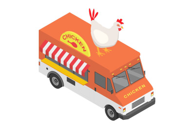 Chicken truck icon, isometric style
