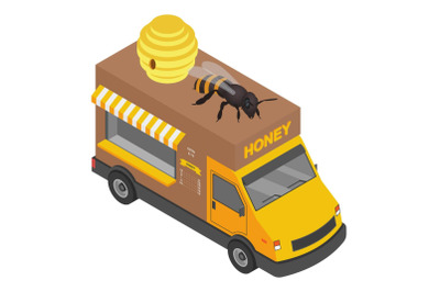 Honey truck icon, isometric style