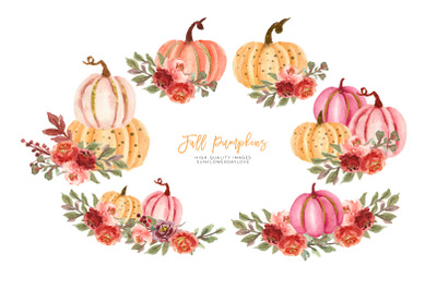 Marsala Autumn Pumpkin Clipart&2C; Fall Pumpkin watercolor