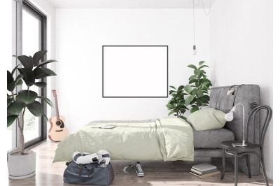 Interior scene artwork background frame mockup