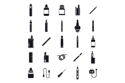 Electronic cigarette mod icons set, simple style