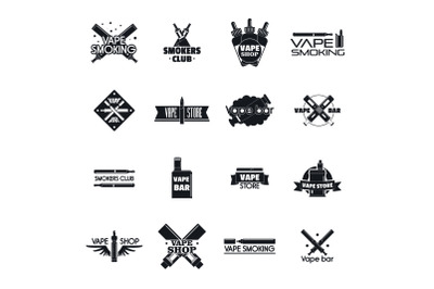 Electronic cigarette mod logo set, simple style