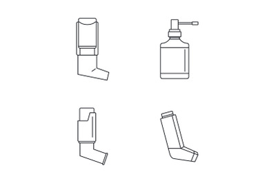 Snow globe ball christmas icons set, outline style