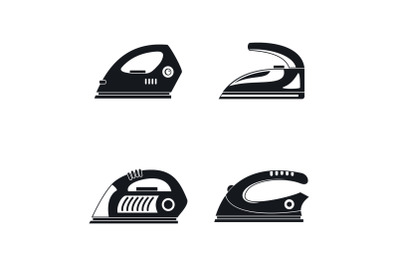 Smoothing iron drag icons set, simple style