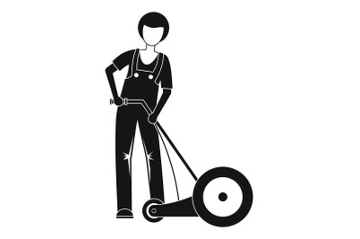 Farmer cut grass icon, simple style