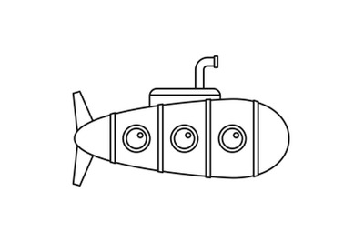 Retro submarine icon, outline style