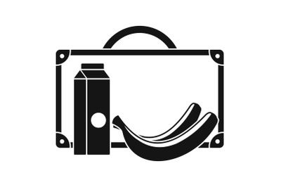 Milk and banana lunch icon, simple style