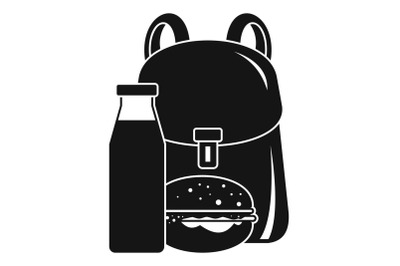 Backpack milk burger icon, simple style