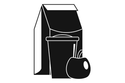 Lunch apple pack icon, simple style