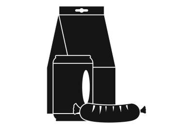 Lunch box sausage icon, simple style