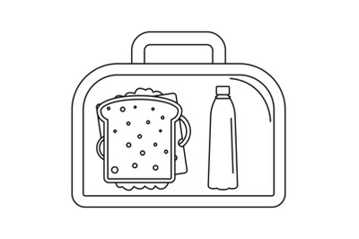 Lunch sandwich box icon, outline style