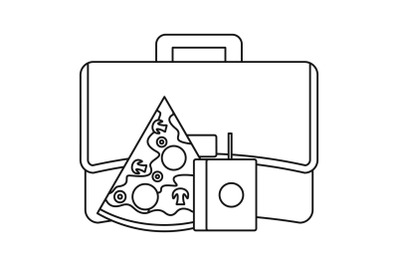 Pizza lunch bag icon, outline style