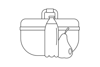 Pear lunch box icon, outline style