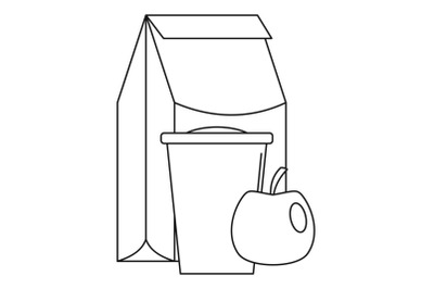 Lunch apple pack icon, outline style