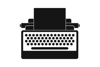 Round button typewriter icon, simple style