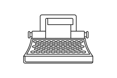 Retro typewriter icon, outline style