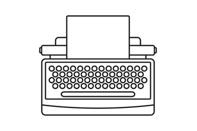 Round button typewriter icon, outline style