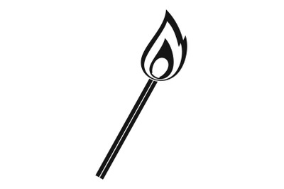 Burning match icon, simple style