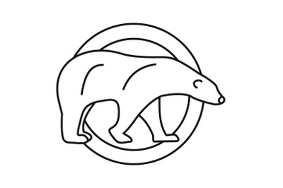 Polar bear on circle logo, outline style