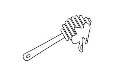 Wood honey spoon icon, outline style