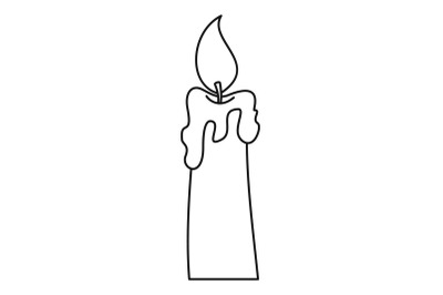 Burning candle icon, outline style