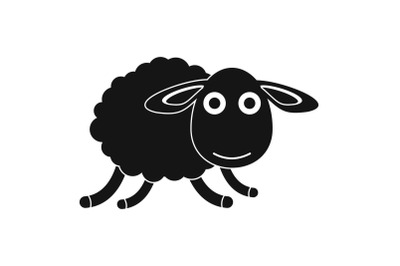 Running sheep icon, simple style