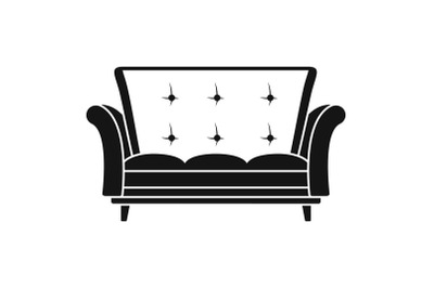Leather sofa icon, simple style