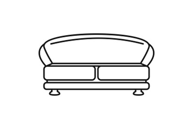 Oval sofa icon, outline style