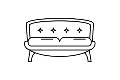 Retro old sofa icon, outline style