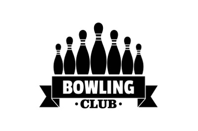 Ribbon bowling club logo, simple style