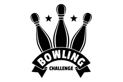 Bowling challenge logo, simple style