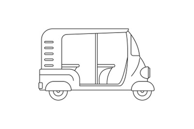 Indian rickshaw icon, outline style